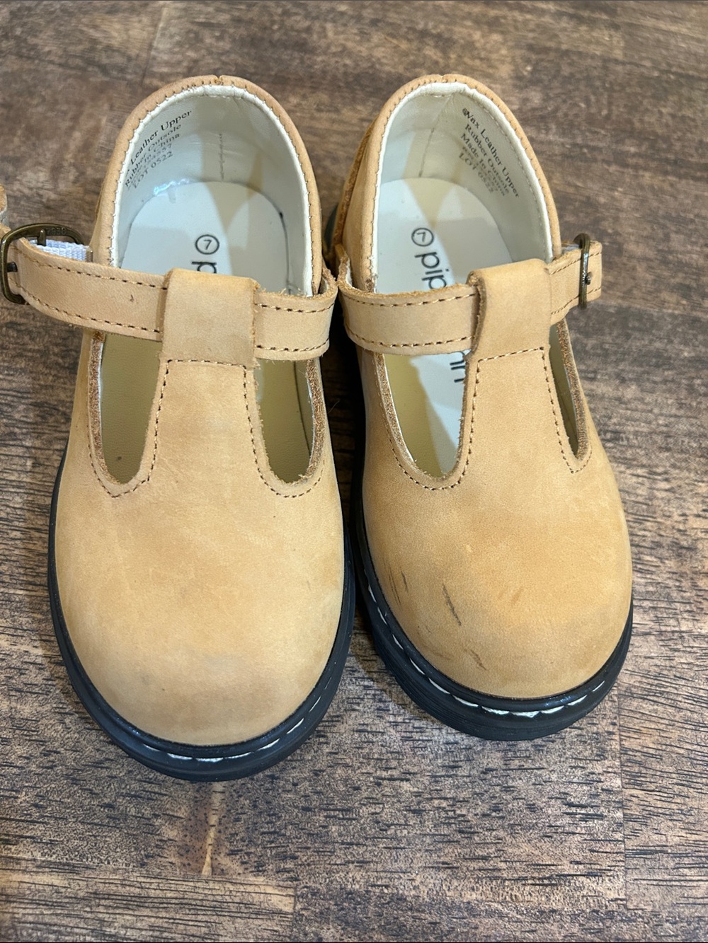 Piper Girls Tan T-Strap Mary Jane Shoes